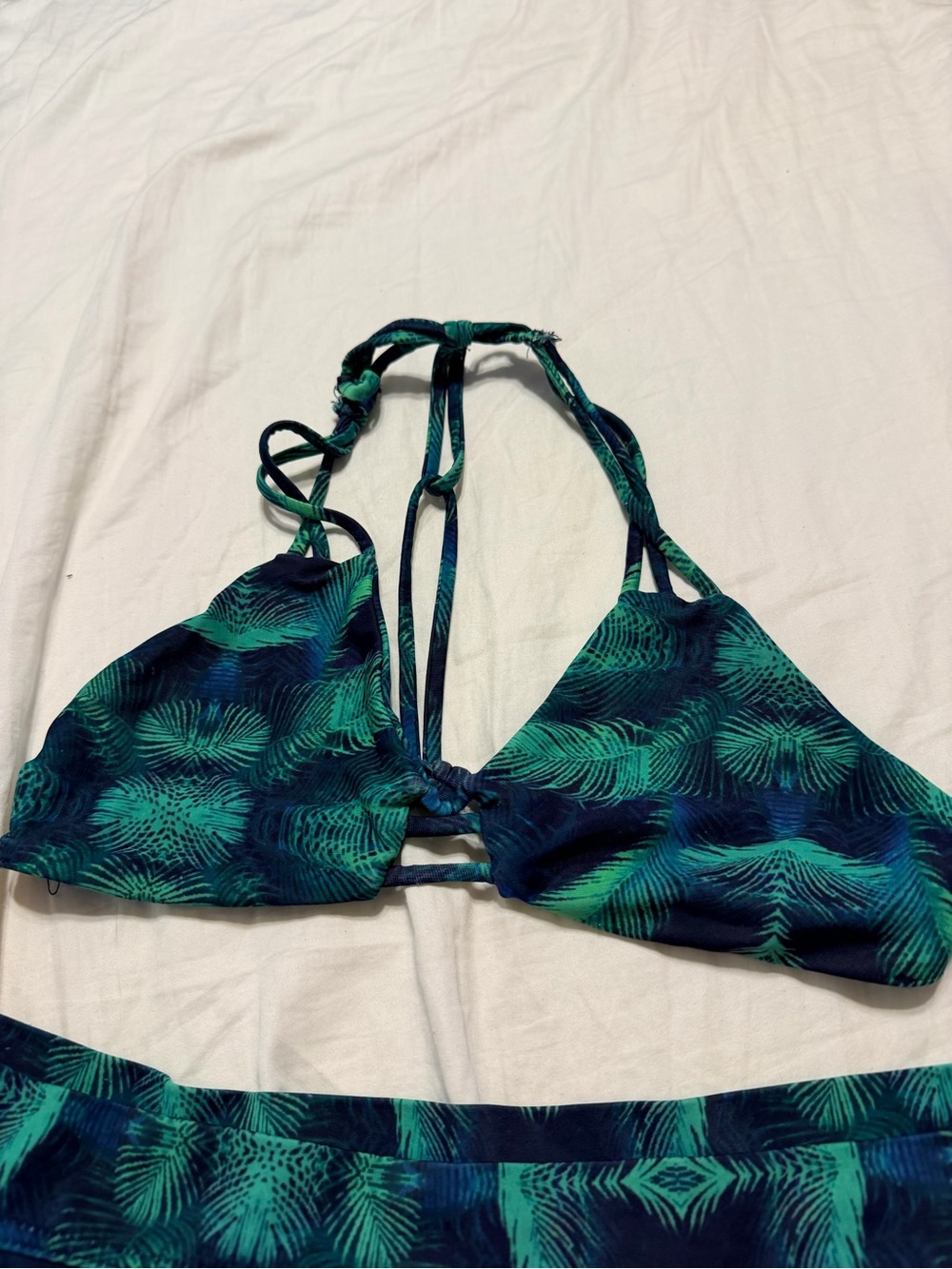 Stone Fox Swim Teal & Navy Palm-Print Bikini - Picture 5 of 5